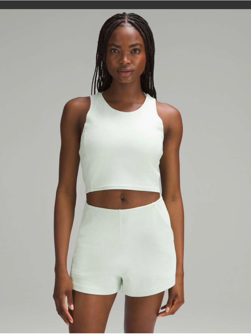 Lululemon Ribbed Softstreme Cropped Set in Kohlrabi Green